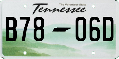 TN license plate B7806D