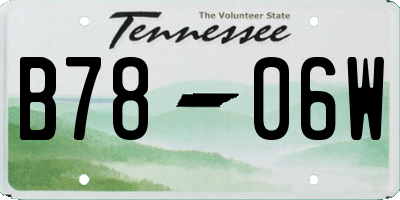 TN license plate B7806W