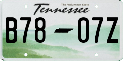 TN license plate B7807Z