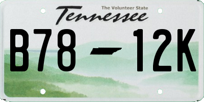 TN license plate B7812K