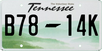 TN license plate B7814K