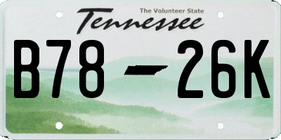 TN license plate B7826K