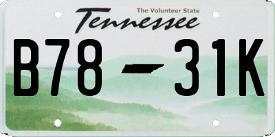 TN license plate B7831K