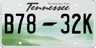 TN license plate B7832K