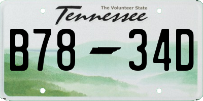 TN license plate B7834D