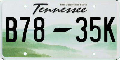 TN license plate B7835K