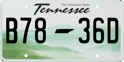 TN license plate B7836D