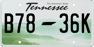 TN license plate B7836K