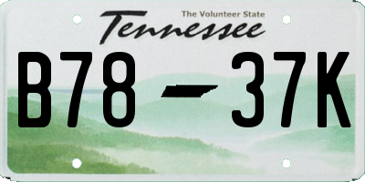 TN license plate B7837K