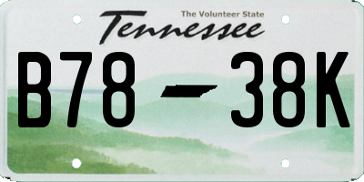TN license plate B7838K