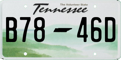 TN license plate B7846D