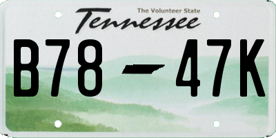 TN license plate B7847K