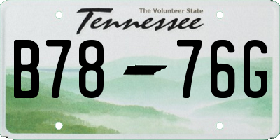 TN license plate B7876G