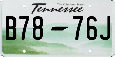 TN license plate B7876J