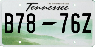 TN license plate B7876Z