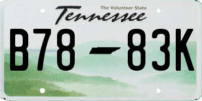 TN license plate B7883K