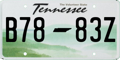 TN license plate B7883Z