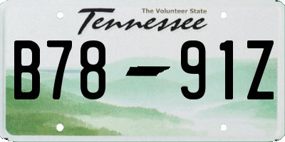 TN license plate B7891Z