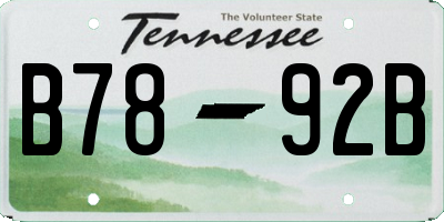TN license plate B7892B