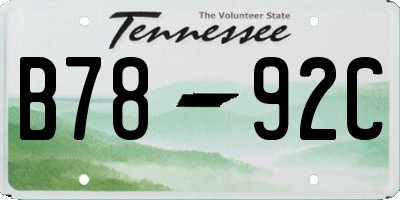 TN license plate B7892C