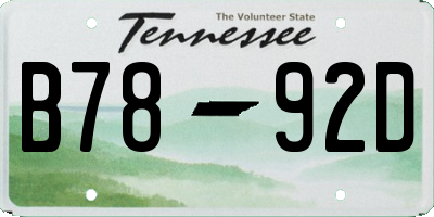 TN license plate B7892D