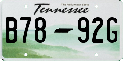 TN license plate B7892G