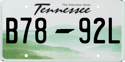 TN license plate B7892L