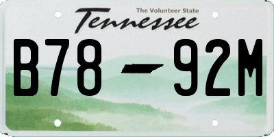 TN license plate B7892M