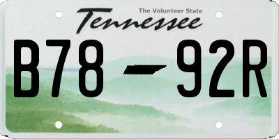 TN license plate B7892R