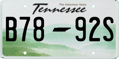 TN license plate B7892S