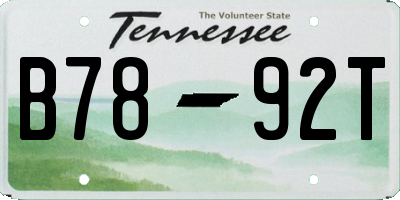 TN license plate B7892T