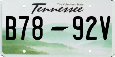 TN license plate B7892V