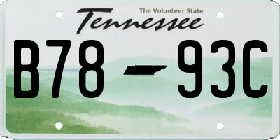TN license plate B7893C
