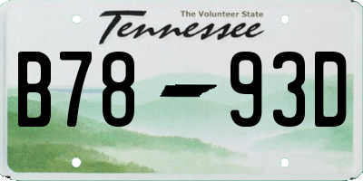 TN license plate B7893D