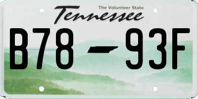 TN license plate B7893F