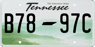 TN license plate B7897C