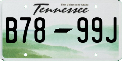 TN license plate B7899J