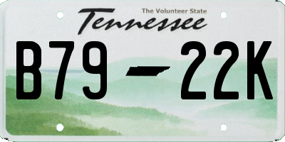 TN license plate B7922K