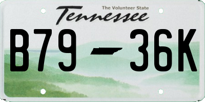 TN license plate B7936K