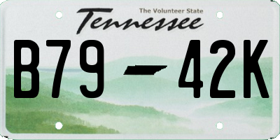 TN license plate B7942K