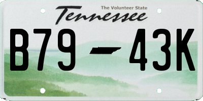 TN license plate B7943K
