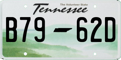 TN license plate B7962D