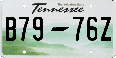 TN license plate B7976Z