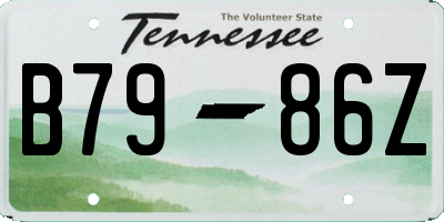TN license plate B7986Z