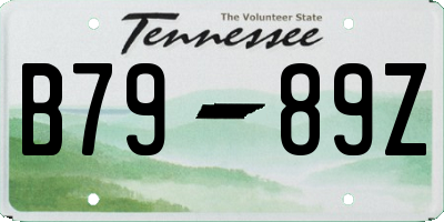 TN license plate B7989Z