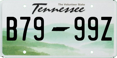 TN license plate B7999Z