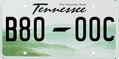 TN license plate B8000C
