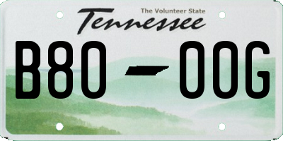 TN license plate B8000G