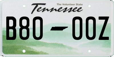 TN license plate B8000Z