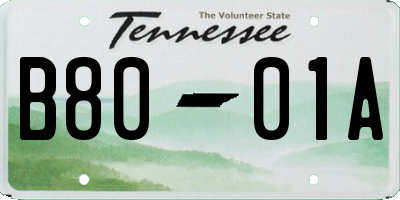 TN license plate B8001A